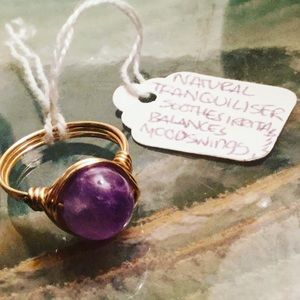 Boho style ring precious Amethyst